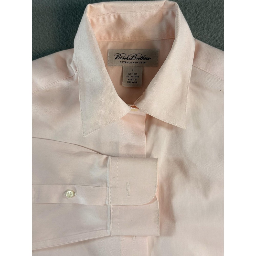 Brooks Brothers Shirt Womens 4 Pink Non Iron Cotton Button Down Long Sleeve